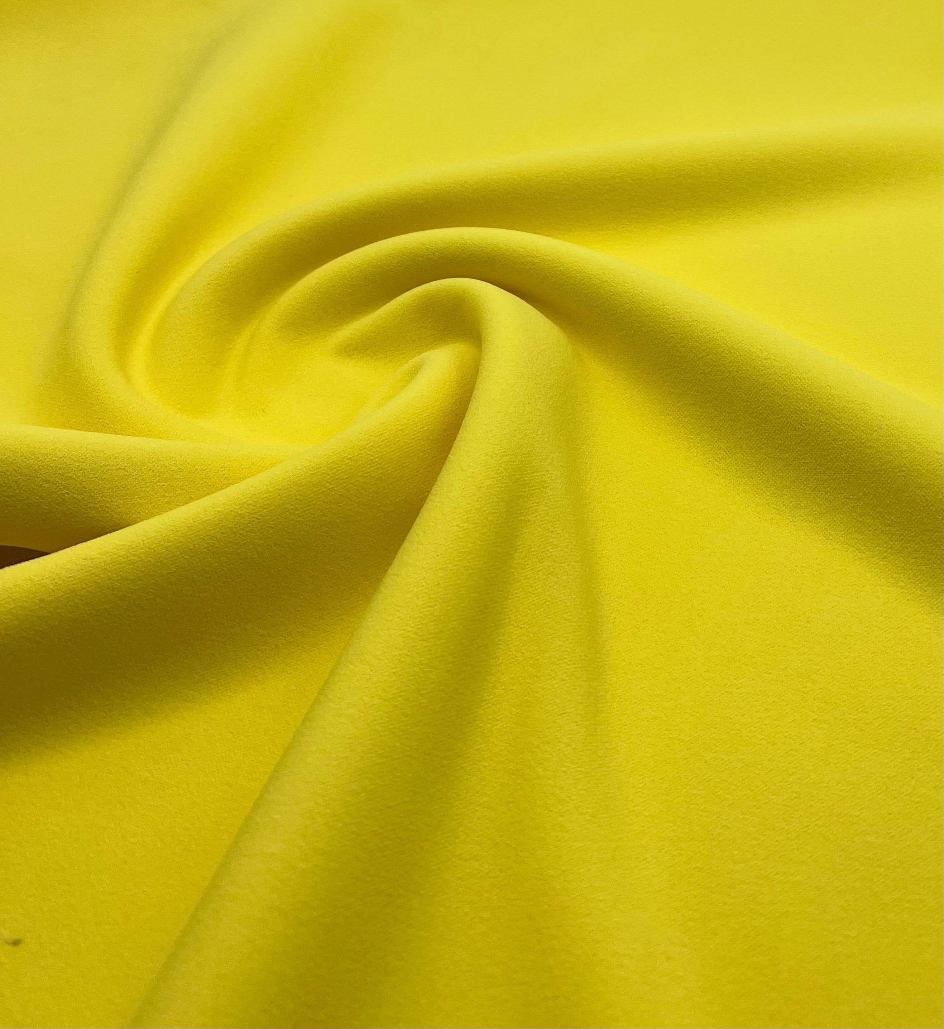Plain Yellow Scuba Crepe Stretch Jersey Fabric 4 Way Stretch - T9 Fabrics